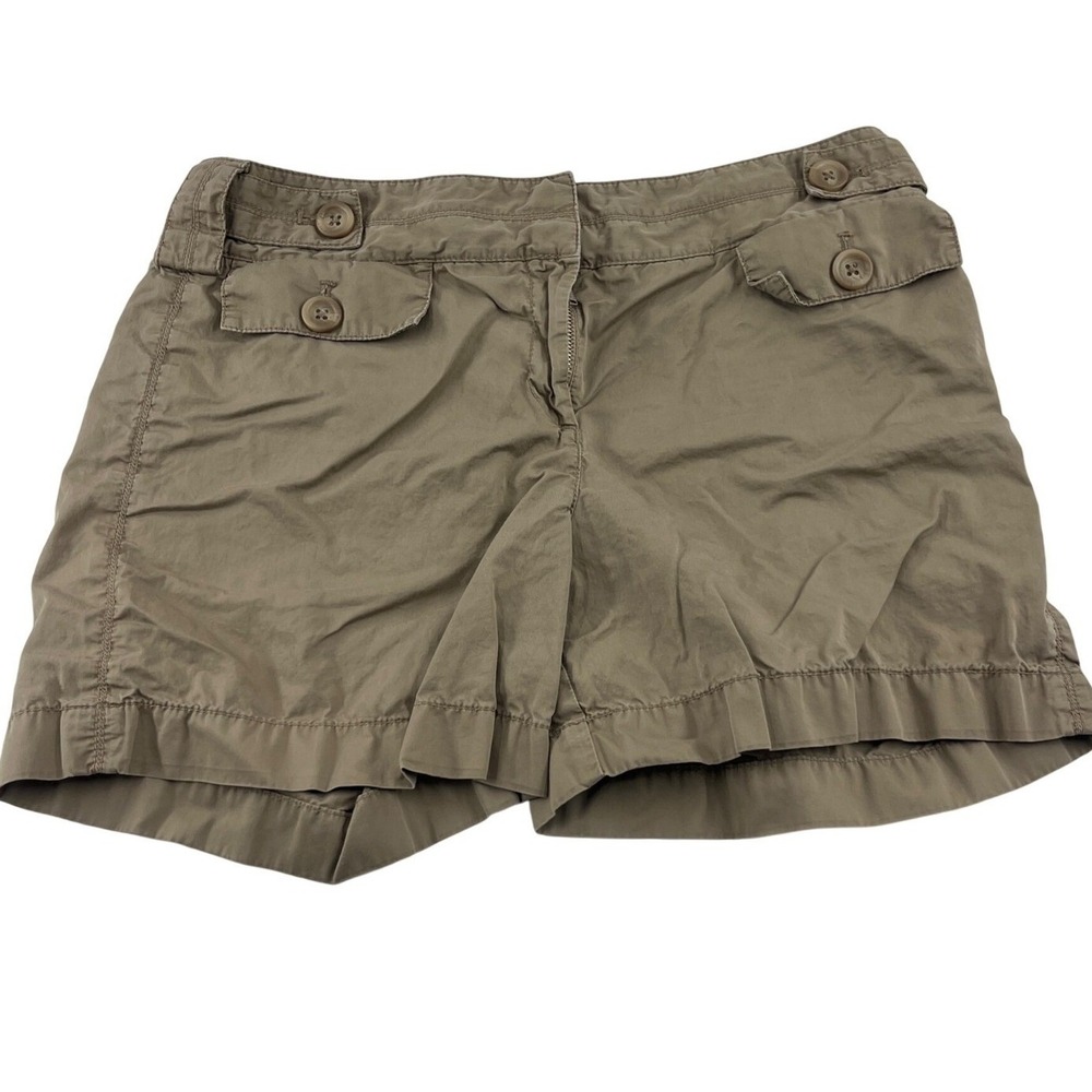 Ann Taylor Loft Womens Khaki Cotton Utility Shorts Size 6 Olive Tan Front Pocket